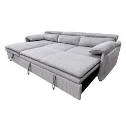 Sectionnel convertible avec chaise longue côté gauche et rangement - gris