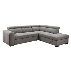 Sectionnel convertible avec chaise longue à droite, appuis-tête ajustables et rangement