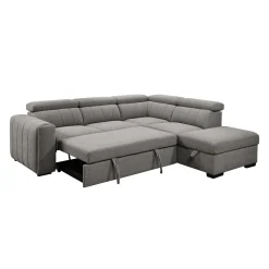 Sectionnel convertible avec chaise longue à droite, appuis-tête ajustables et rangement