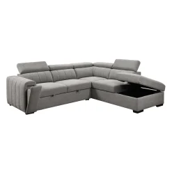 Sectionnel convertible avec chaise longue à droite, appuis-tête ajustables et rangement