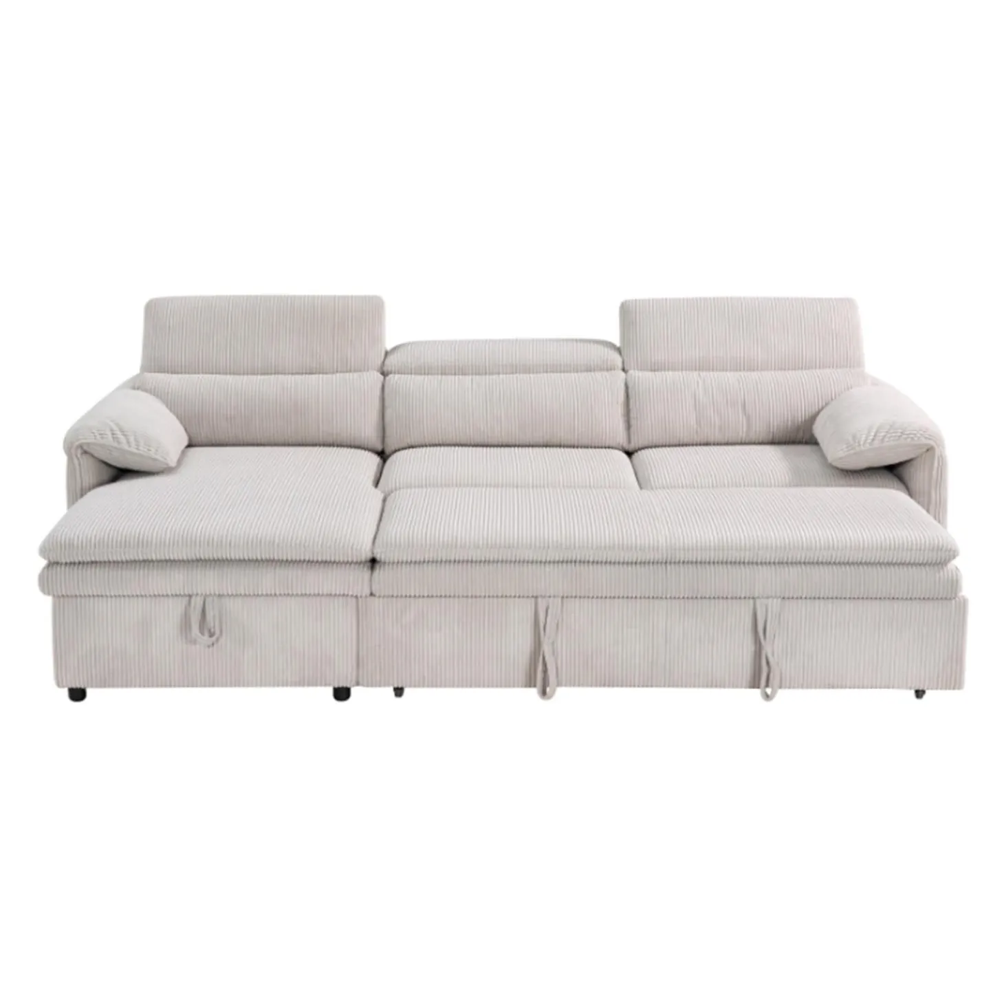 Sectionnel convertible avec chaise longue côté gauche et rangement - beige