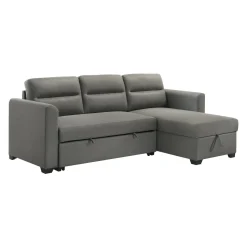 Sectionnel convertible et réversible avec rangement - gris