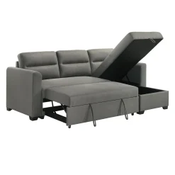 Sectionnel convertible et réversible avec rangement - gris