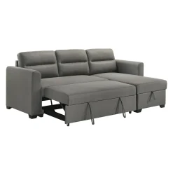 Sectionnel convertible et réversible avec rangement - gris