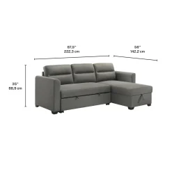 Sectionnel convertible et réversible avec rangement - gris