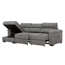 Sectionnel convertible électrique à sièges coulissants et chaise longue avec rangement