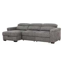 Sectionnel convertible électrique à sièges coulissants et chaise longue avec rangement