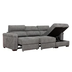 Sectionnel convertible électrique à sièges coulissants et chaise longue avec rangement
