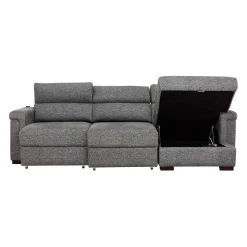 Sectionnel convertible électrique à sièges coulissants et chaise longue avec rangement