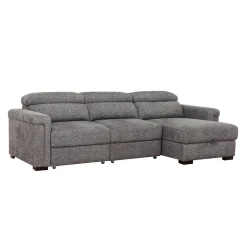 Sectionnel convertible électrique à sièges coulissants et chaise longue avec rangement