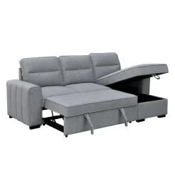 Sectionnel convertible réversible avec chaise longue et rangement
