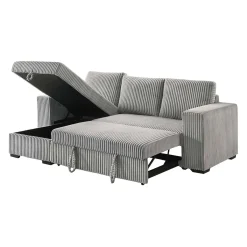 Sectionnel convertible réversible en velours côtelé avec rangement