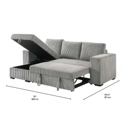Sectionnel convertible réversible en velours côtelé avec rangement