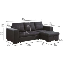 Sectionnel convertible réversible avec rangement