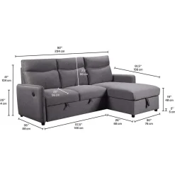 Sectionnel convertible réversible avec prises USB