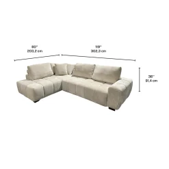 Sectionnel de style guimauve avec chaise longue à gauche - crème