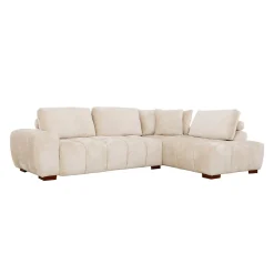 Sectionnel de style guimauve avec chaise longue à droite - crème