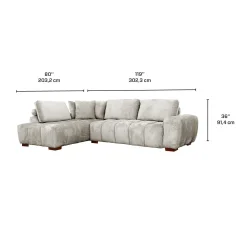 Sectionnel de style guimauve avec chaise longue à gauche - gris