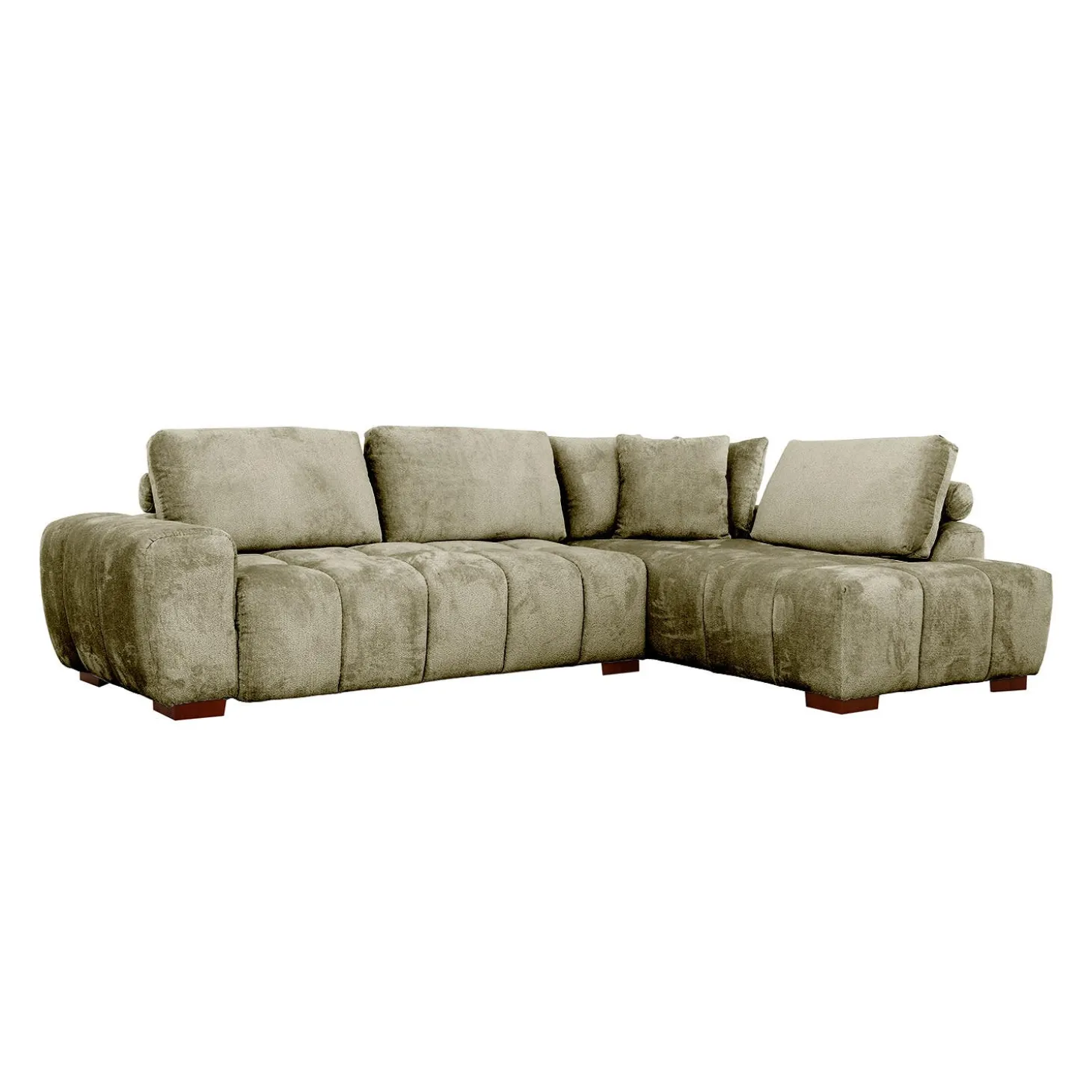 Sectionnel de style guimauve avec chaise longue à droite - sauge
