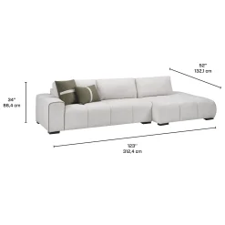 Sectionnel de style guimauve avec chaise longue à droite