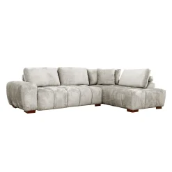 Sectionnel de style guimauve avec chaise longue à droite - gris