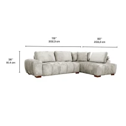Sectionnel de style guimauve avec chaise longue à droite - gris