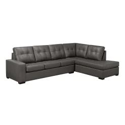 Sectionnel en cuir véritable - Chaise longue à droite