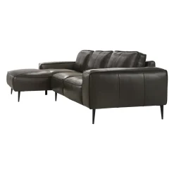 Sectionnel en cuir véritable avec chaise longue à gauche