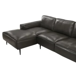 Sectionnel en cuir véritable avec chaise longue à gauche