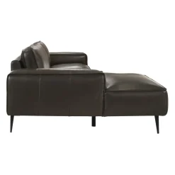 Sectionnel en cuir véritable avec chaise longue à gauche