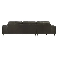 Sectionnel en cuir véritable avec chaise longue à gauche