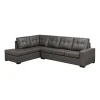 Sectionnel en cuir véritable - Chaise longue à gauche