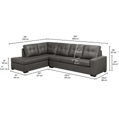Sectionnel en cuir véritable - Chaise longue à gauche
