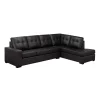 Sectionnel en cuir véritable - Chaise longue à droite
