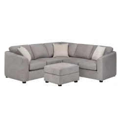 Sectionnel en tissu avec ottoman assorti