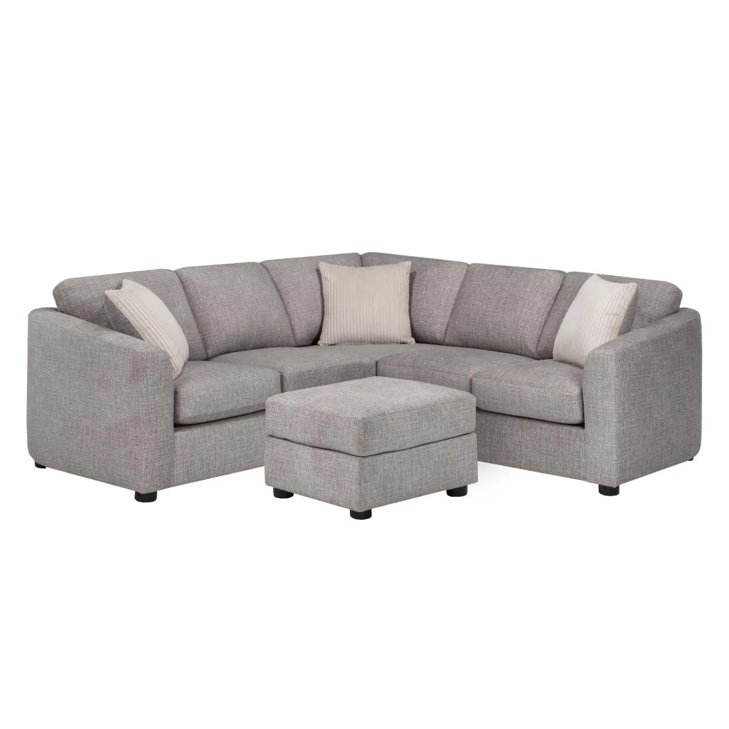 Sectionnel en tissu avec ottoman assorti