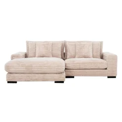 Sectionnel en velours côtelé avec chaise longue réversible - taupe pâle