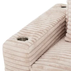 Sectionnel en velours côtelé avec chaise longue réversible - taupe pâle