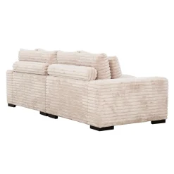 Sectionnel en velours côtelé avec chaise longue réversible - taupe pâle