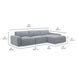 Sectionnel modulaire avec chaise longue à droite - 3 mcx