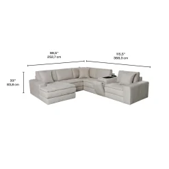 Sectionnel modulaire avec chaise longue à gauche et console - 6 mcx