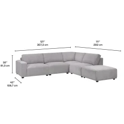 Sectionnel modulaire avec ottoman apposé au siège de droite - 5 mcx