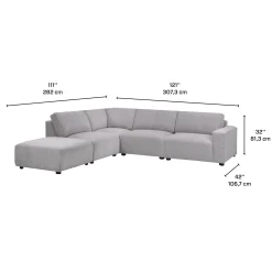 Sectionnel modulaire avec ottoman apposé au siège de gauche - 5 mcx
