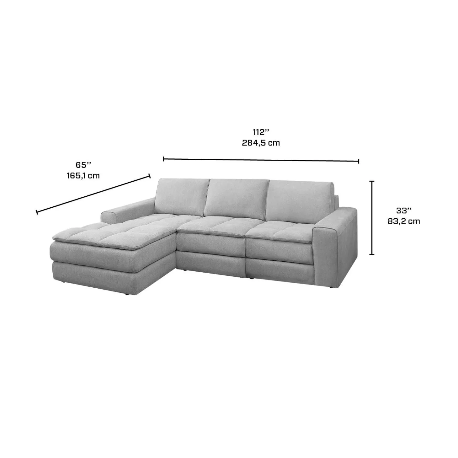Sectionnel modulaire avec chaise longue à gauche - 3 mcx