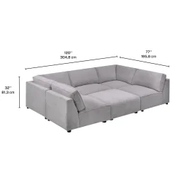 Sectionnel modulaire en U avec ottoman - 6 mcx