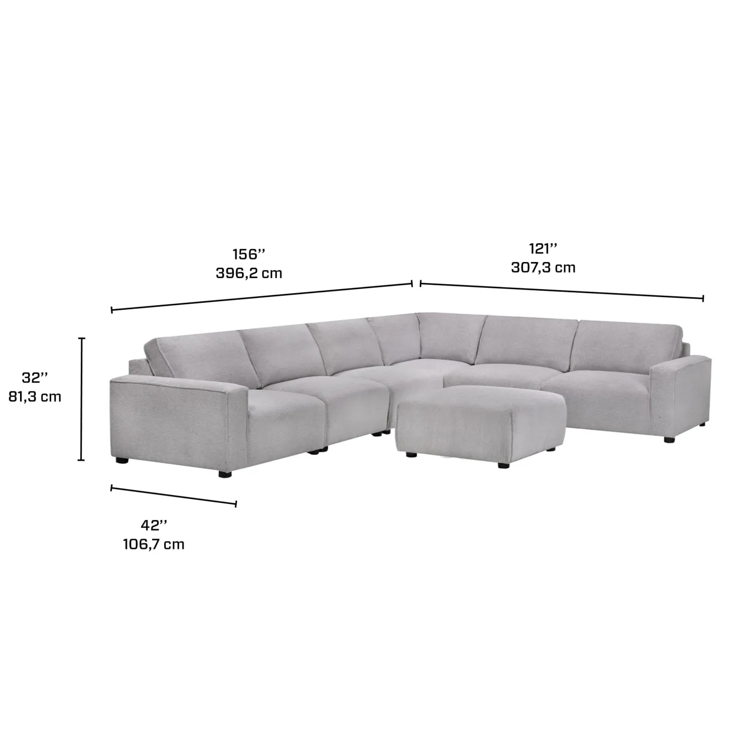 Sectionnel modulaire et ottoman - 7 mcx