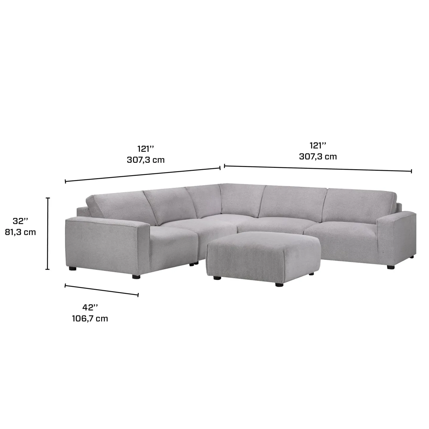 Sectionnel modulaire et ottoman - 7 mcx