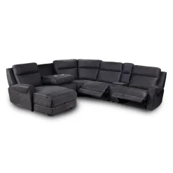Sectionnel modulaire inclinable avec siège rabattable, chaise longue avec rangement etconsole - 6 mcx