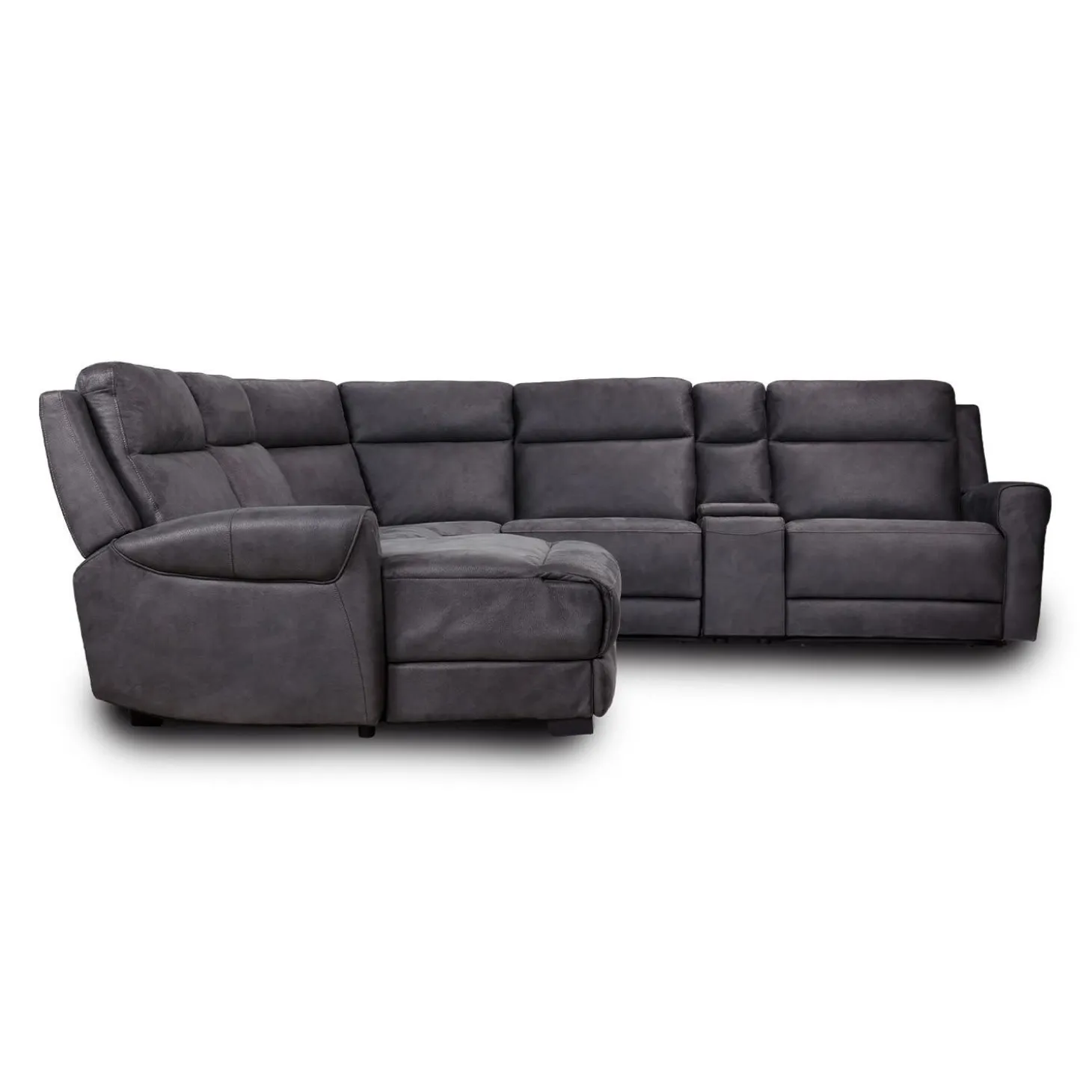 Sectionnel modulaire inclinable avec siège rabattable, chaise longue avec rangement etconsole - 6 mcx