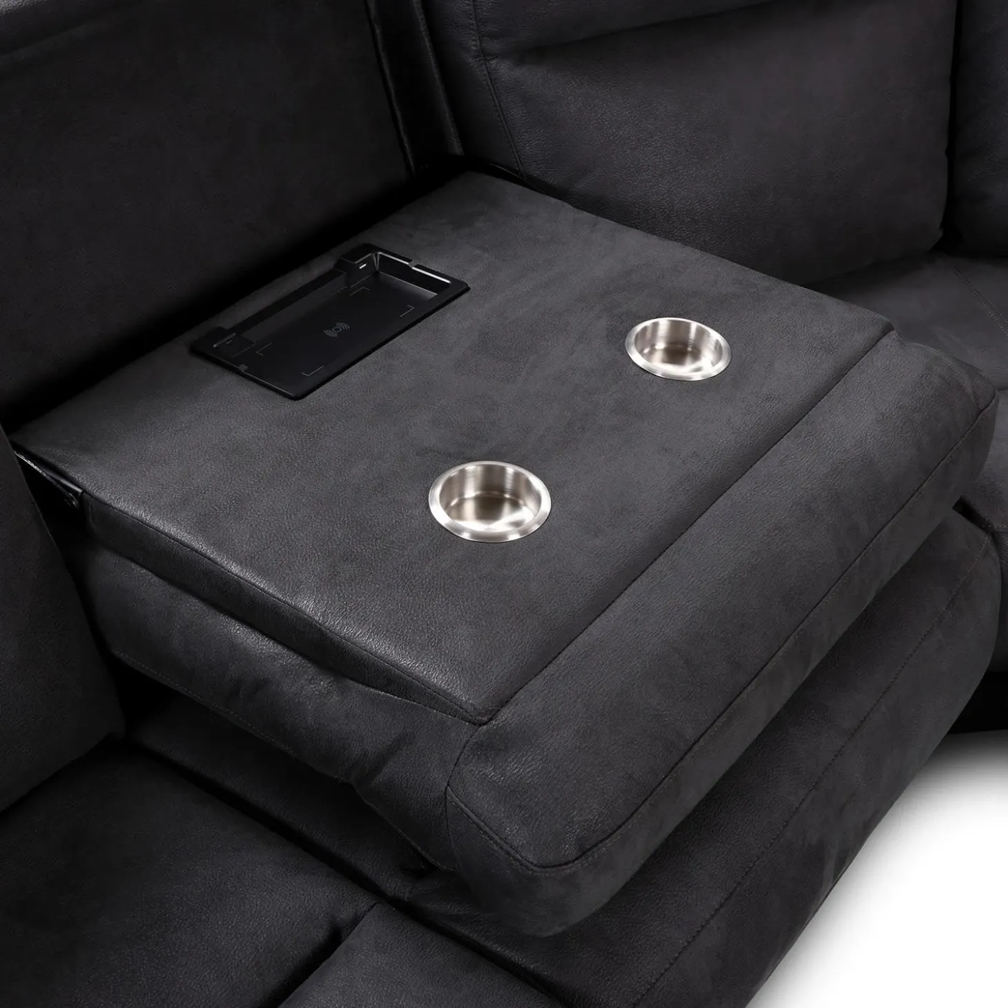 Sectionnel modulaire inclinable avec siège rabattable, chaise longue avec rangement etconsole - 6 mcx